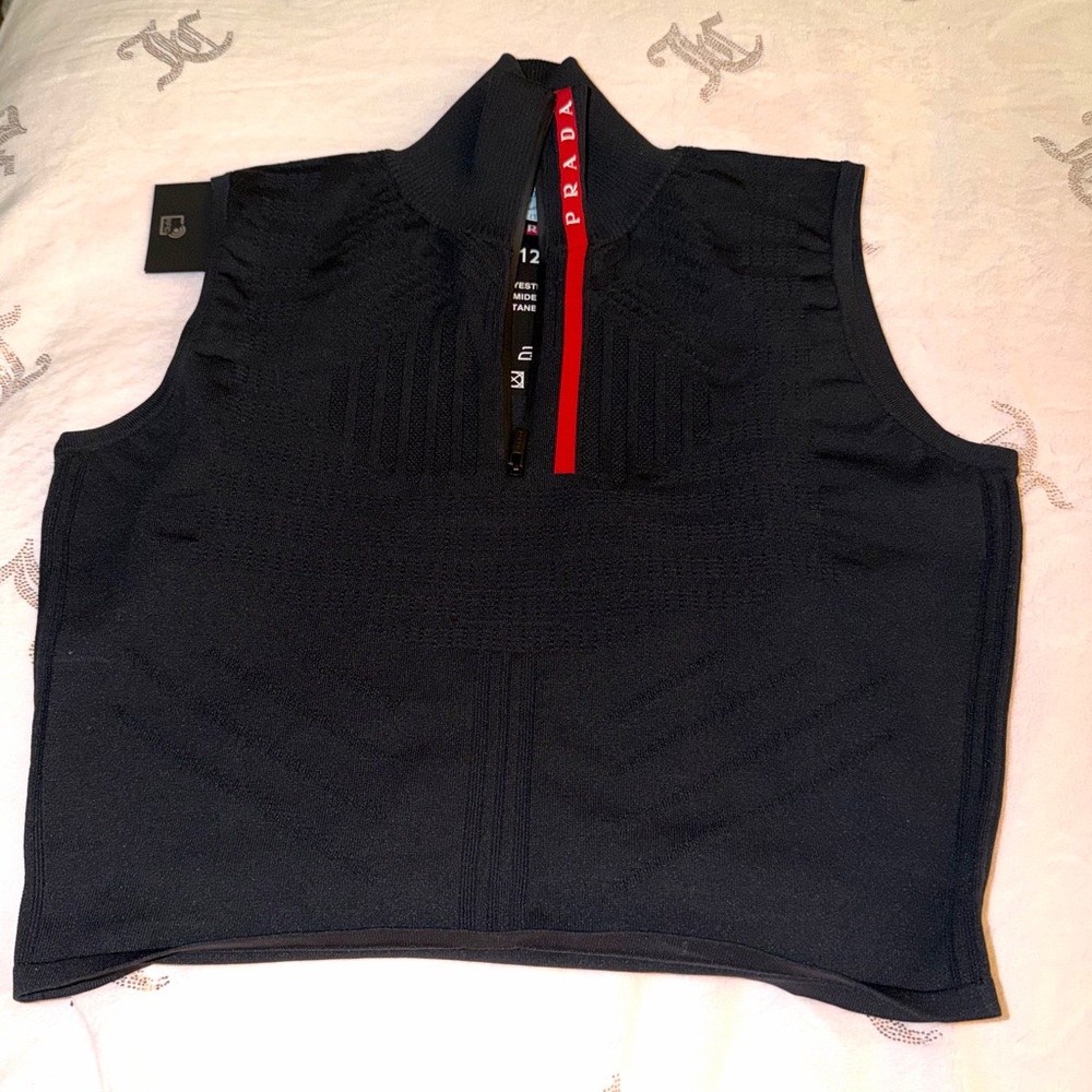 Prada Black and Red Sleeveless Hoodie